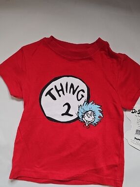 Dr. Seuss Red Kids 'Thing 2' Graphic Tee with Light Blue Accent